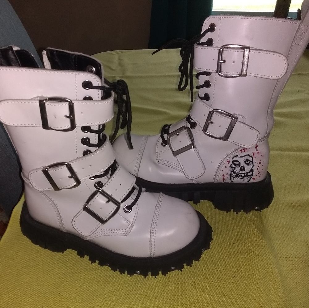 Womens white TUK combat boots